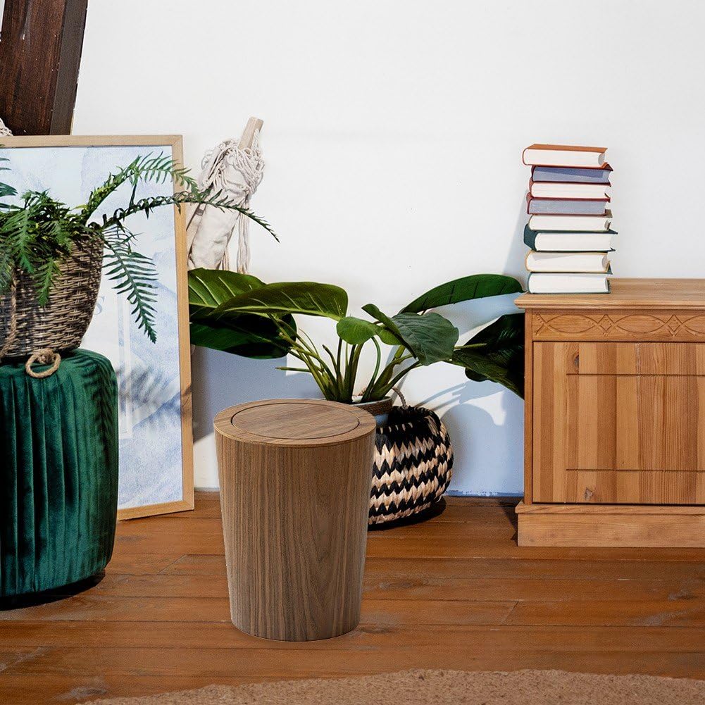 Holz-mülleimer, Schwingdeckel-mülleimer, Papierkorb, Vintage-mülleimer, Holzmaserung, Mülleimer, Schreibtisch, Rustikaler Mülleimer, Behälter Für Schlafzimmer, Büro, Küche, Badezimmer