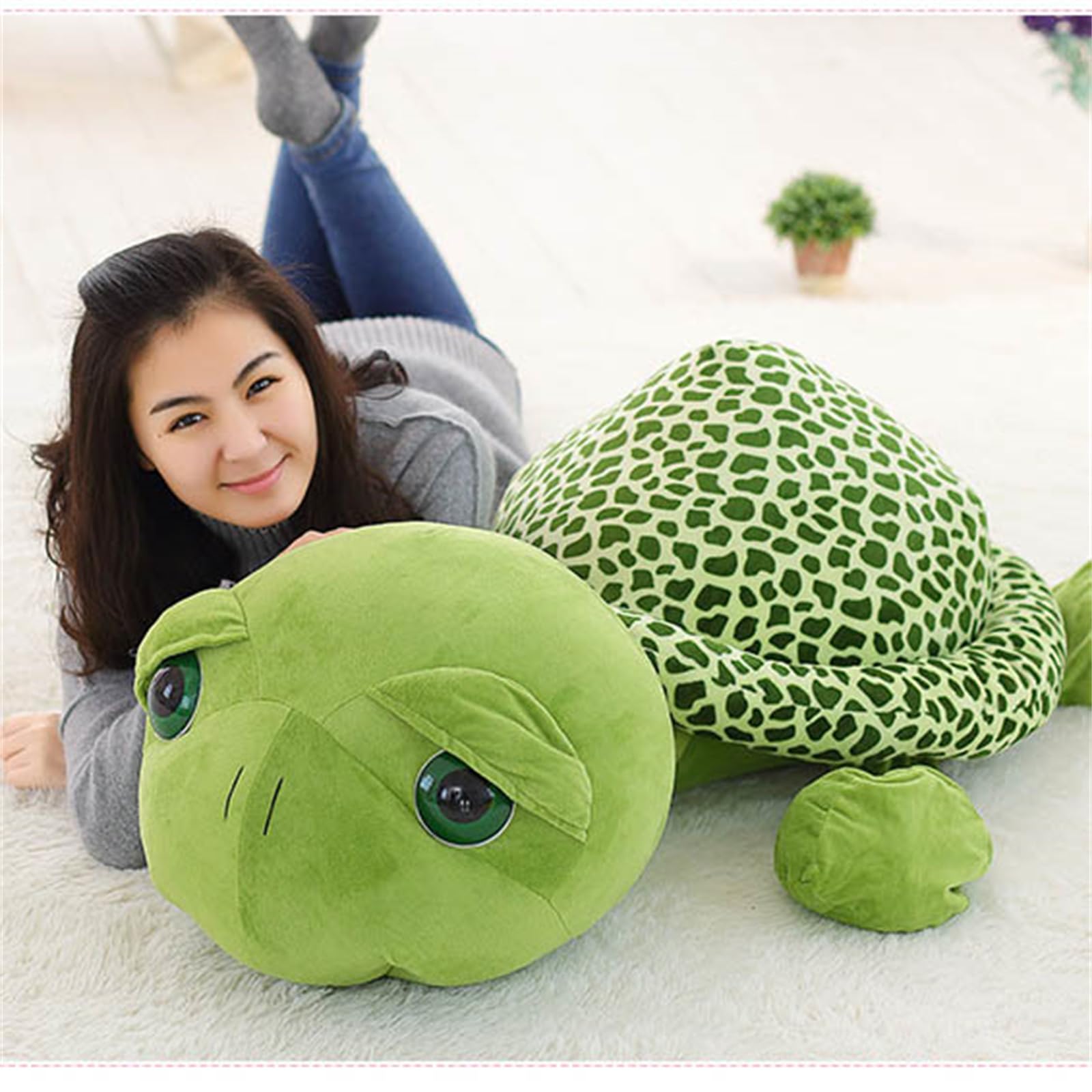 champracer Lange Riesenschildkröte süßes Spielzeug, großes Stofftier schöne Schildkröte Stofftier grün große Schildkröte Plüschtier Geburtstagsgeschenk (100 cm,Grün)
