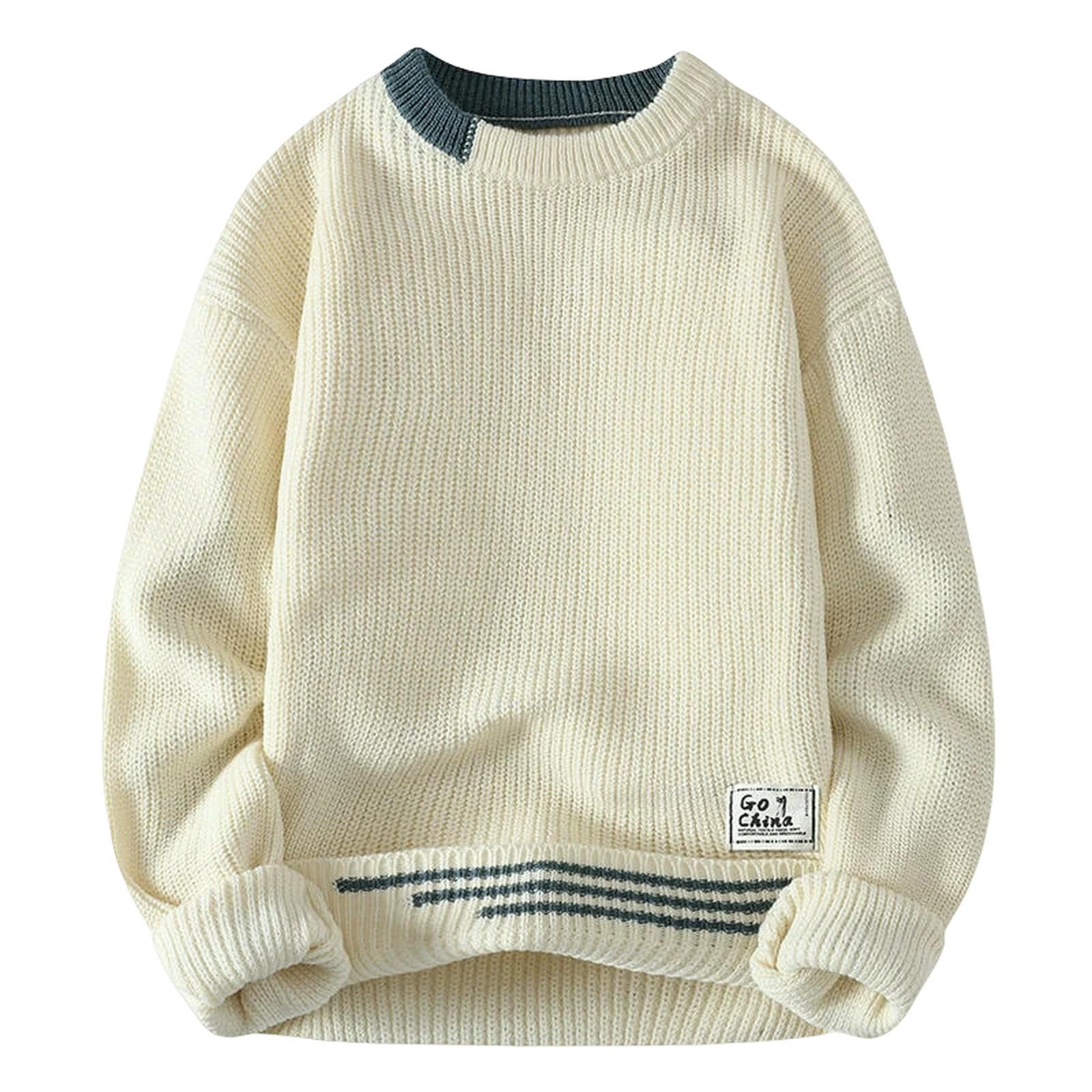 Maglione Uomo Autunno Inverno Pullover in Maglia Moda Lavorato A O-Collo Patchwork Maglieria Casual Maglioni Slim-nero-3xl