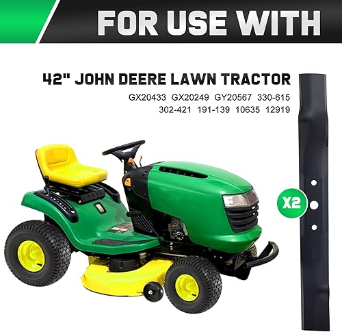 Miniatura 2 de L111 - Cuchillas para tractor de césped John Deere 42 pulgadas Deck L110 L100 L118 L108 GX20249 GX20433 GY20567 (paquete de 2)