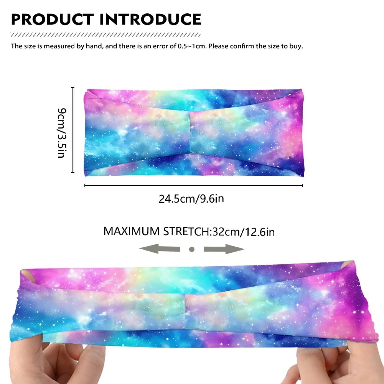 Biyejit Colorful Galaxy Workout Sweatbands for Men Women Head, Elastic Non Slip Sport Hair Bands, Moisture Wicking Headband for Running Cycling Hiking Gym Exercise