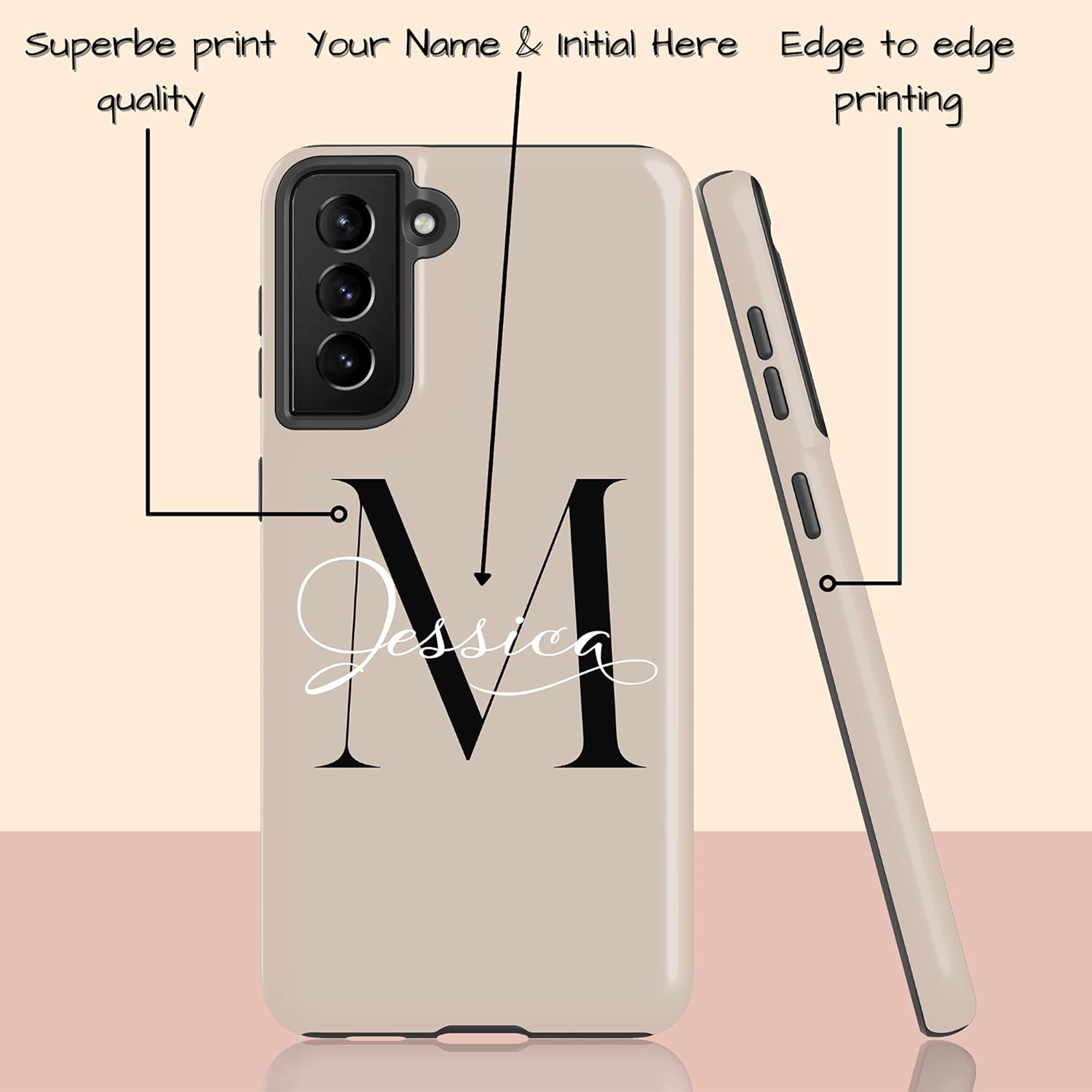 Custom Monogram Initial Case, Solid Personalized Name on Case, Compatible with Samsung Galaxy S26 Ultra, S25 Plus, S24, S23, S22, S21, S20