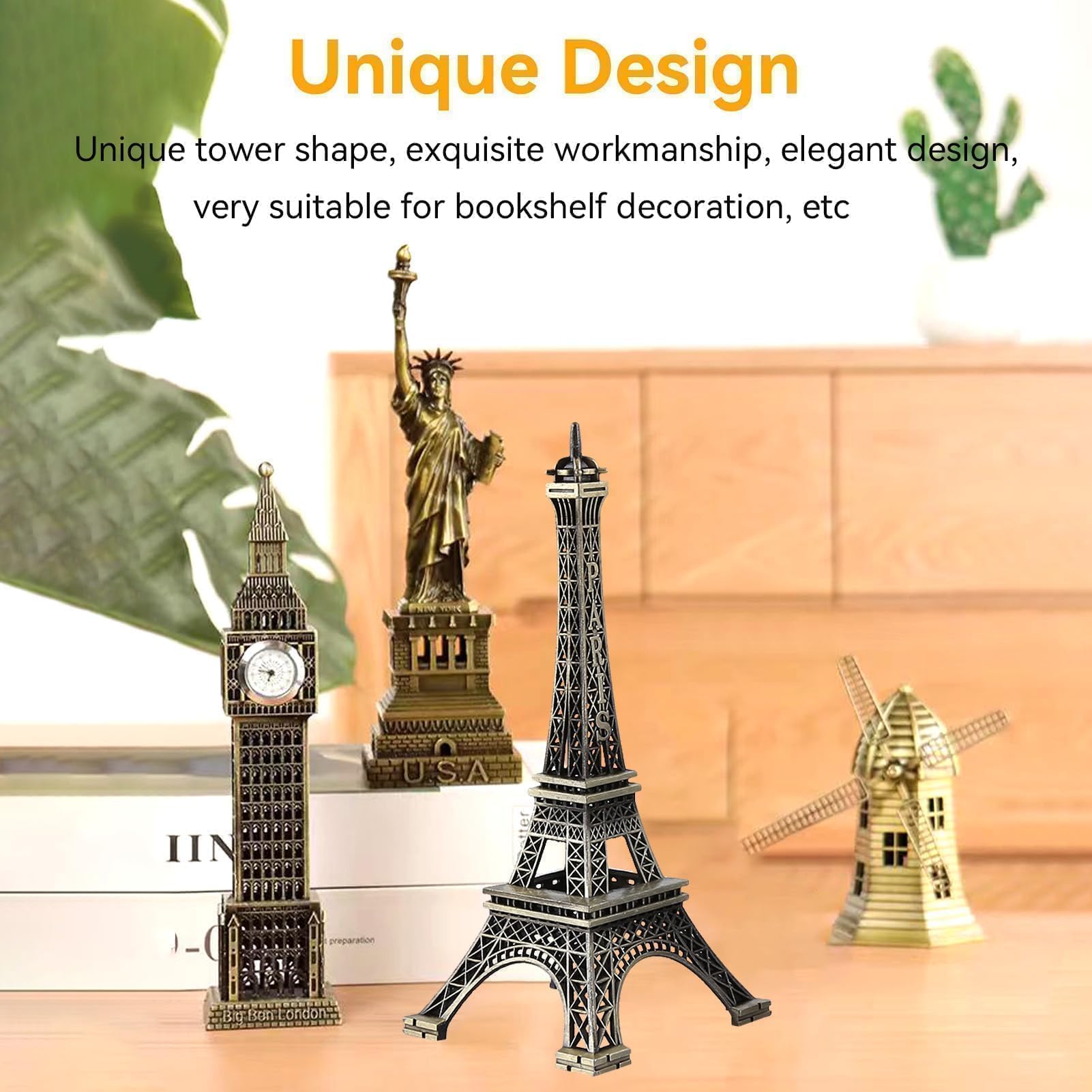 Cyrank Torre Eiffel - Statua in Metallo, Decorazione in Lega di Zinco, Statuetta da Collezione Replica Francese Per Tavolo (15CM)