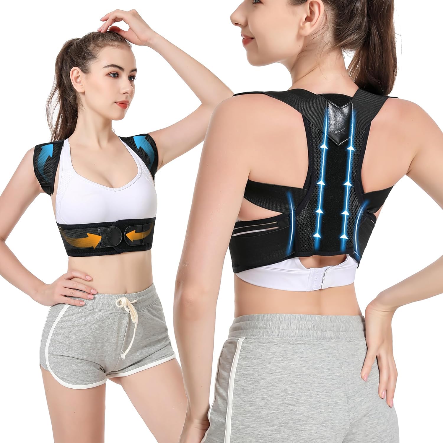 Corrector de postura para la espalda, para hombres y mujeres, ajustable, alivio del dolor de espalda superior e inferior, escoliosis