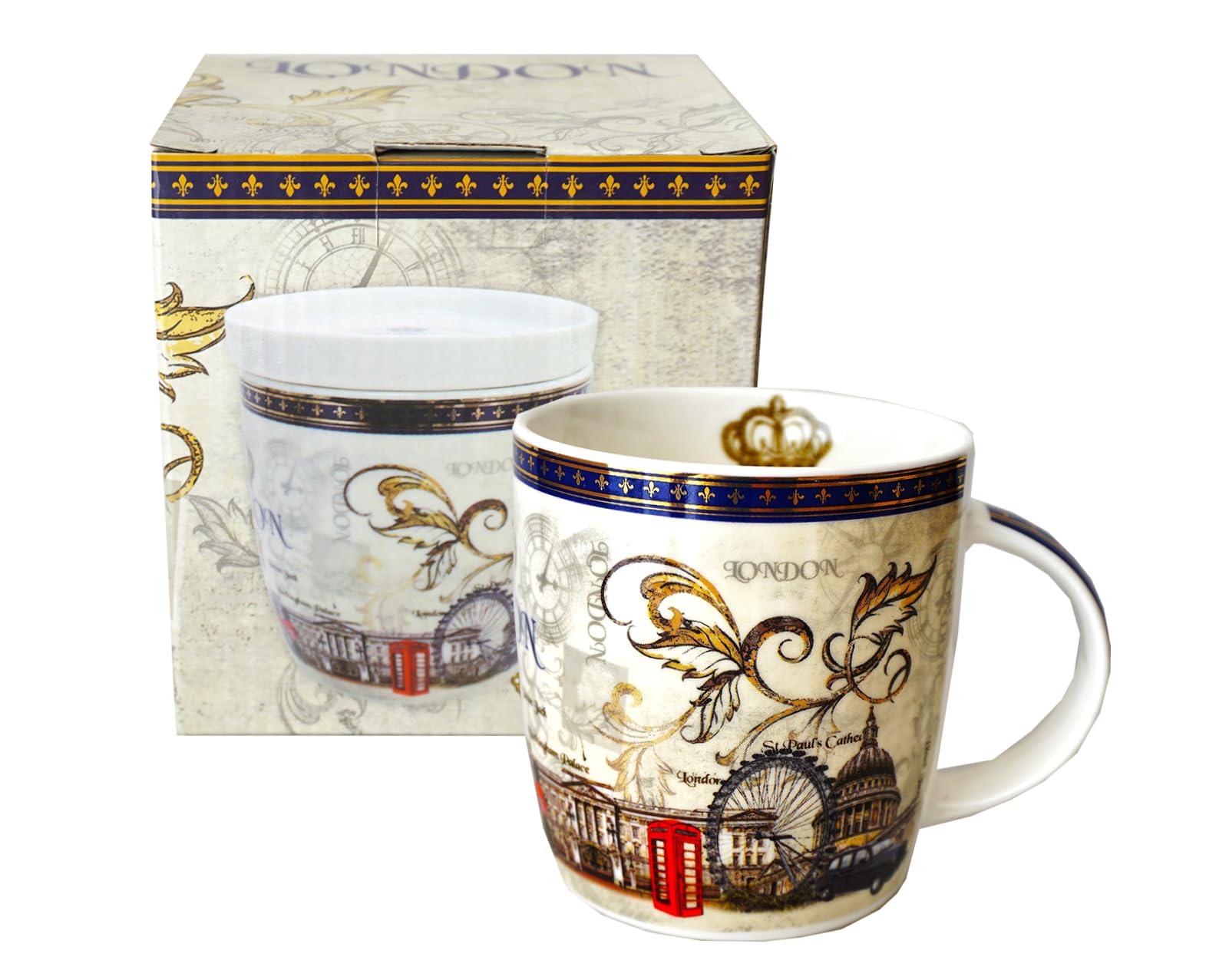 London Icons Vintage-Inspired Coffee Mug: A Stylish Tribute to The Iconic Charm of England's Capital City