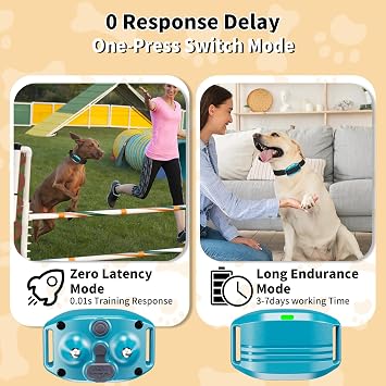 Ultra-Small Dog Shock Collar for 5-30 Pound Small Dogs - 1900Ft Range,Training Collar with Remote Control,3 Training Modes Beep,Vibration,Safe Shock, Waterproof E-Collar (Blue, Small)