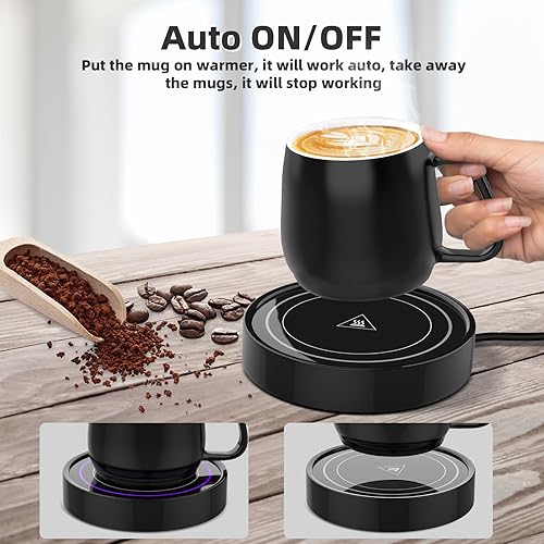 Miniatura 2 de Calentador de café con juego de tazas, calentador eléctrico de tazas para escritorio, oficina, uso doméstico, calentador de velas con interruptor