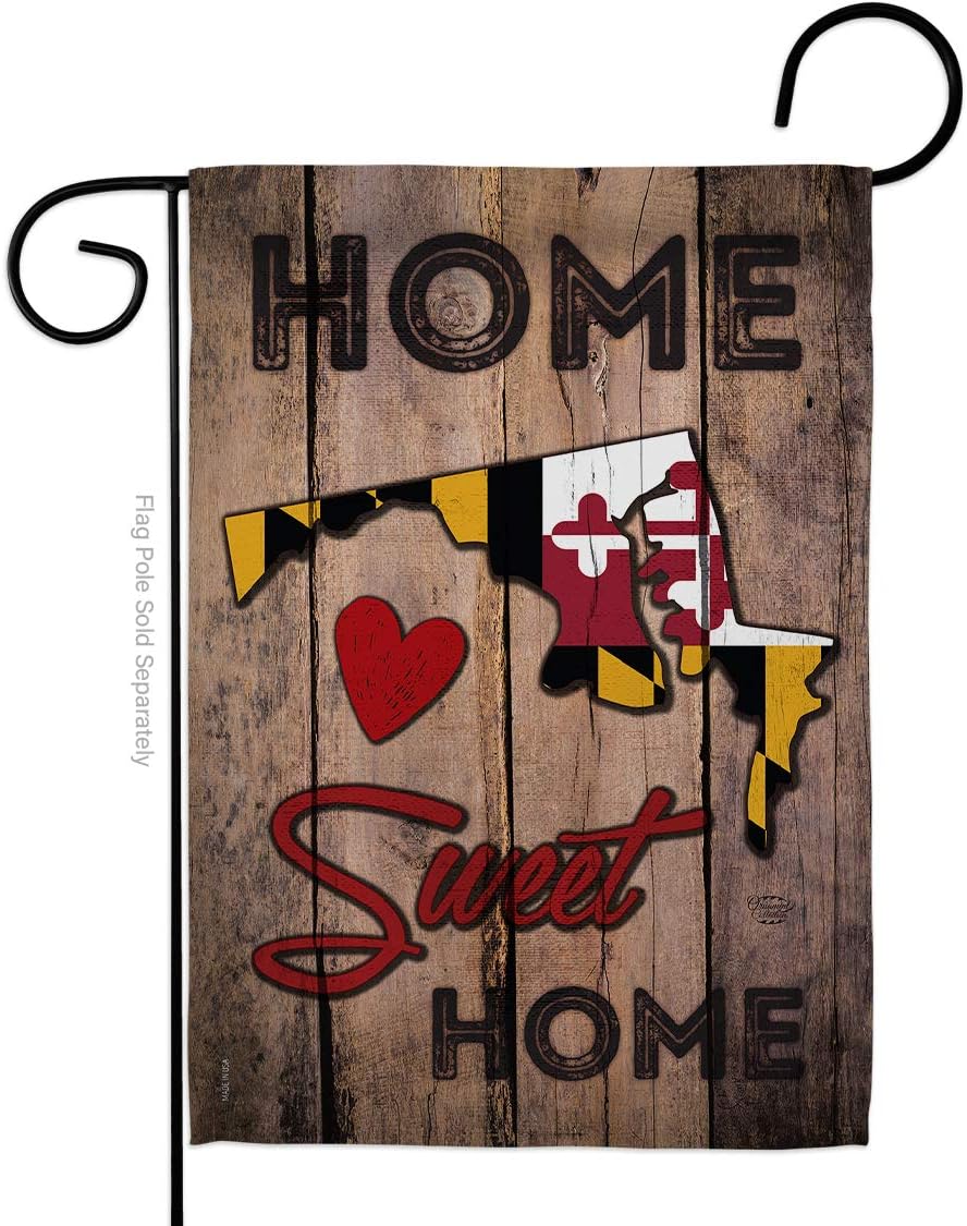 State Maryland Home Sweet Burlap Garden Flag Americana States USA American Territories Republic Country Particular Area Small Decorative Gift Yard House Banner Double-Sided Made In 13 X 18.5