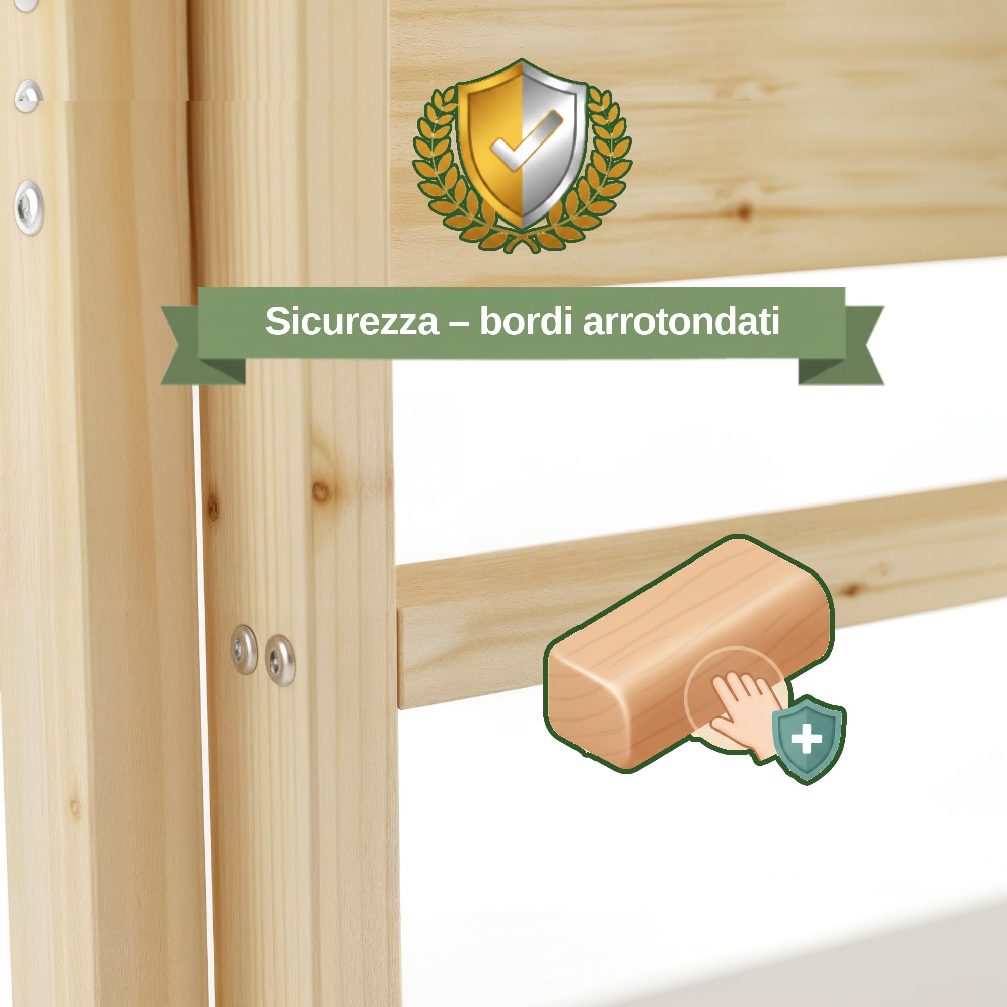 Interbeds Etagenbett Kaspar 200x90 Hochbett Stockbett aus Kiefernholz roh mit Leiter mit Lattenrost Naturholz Jugendbett Kinderbett für 2 Personen, teilbar in 2 Einzelbetten (Naturholz, 200x90)