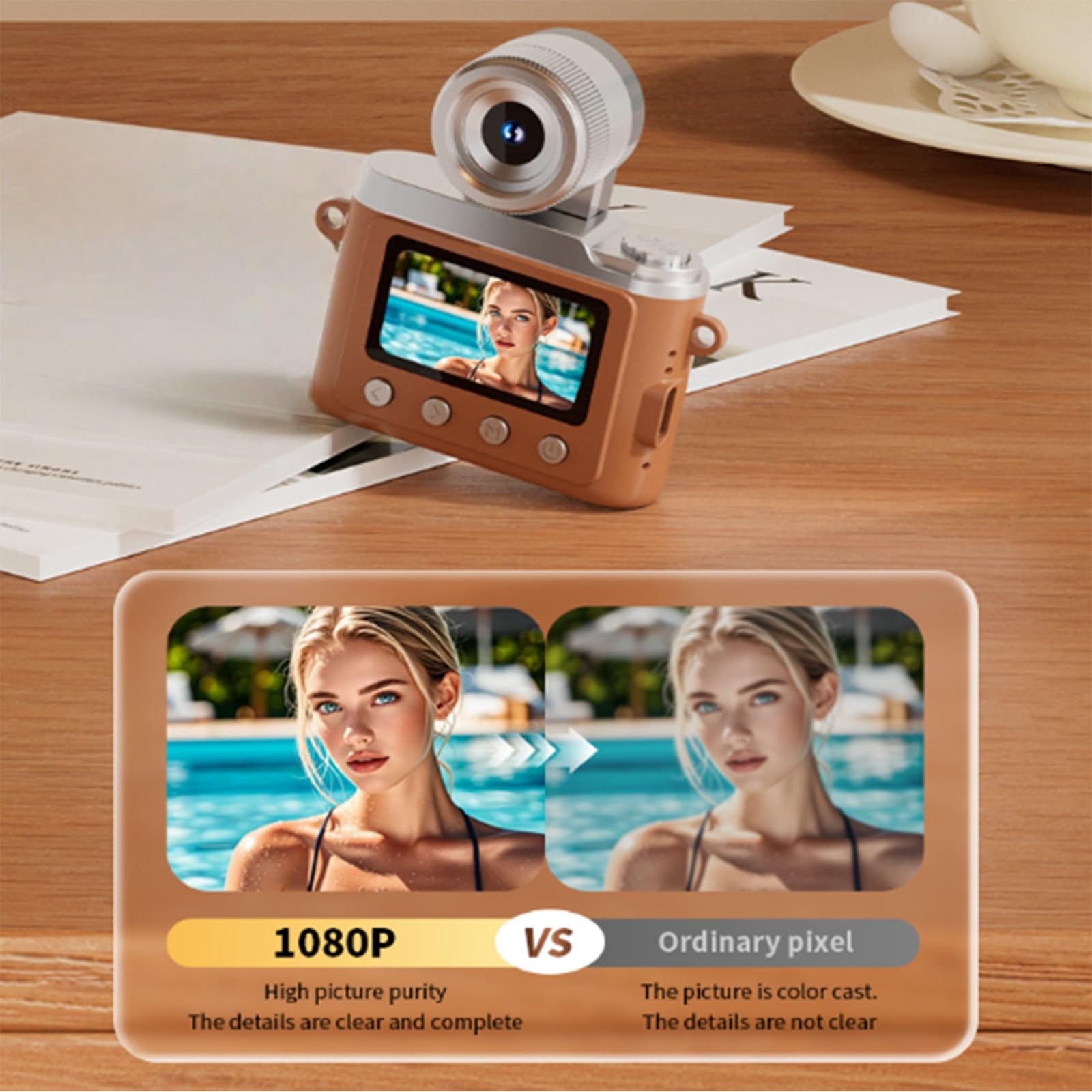 Fotocamera digitale di tipo retrò con opzioni di controllo manuale, fotocamera espandibile per principianti di fotografia creativa