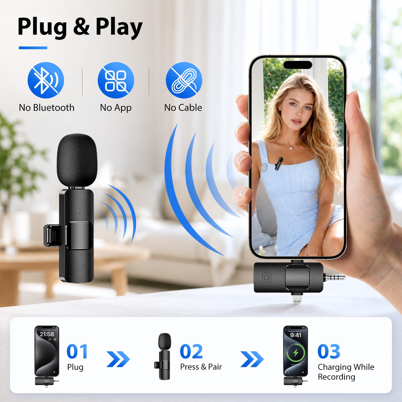 UBeesize Kit de vlogging para iPhone y Android, kit de inicio de YouTube para creadores de contenido con luz de video LED, micrófono, clip de teléfono, trípode ajustable para vlogging, YouTube