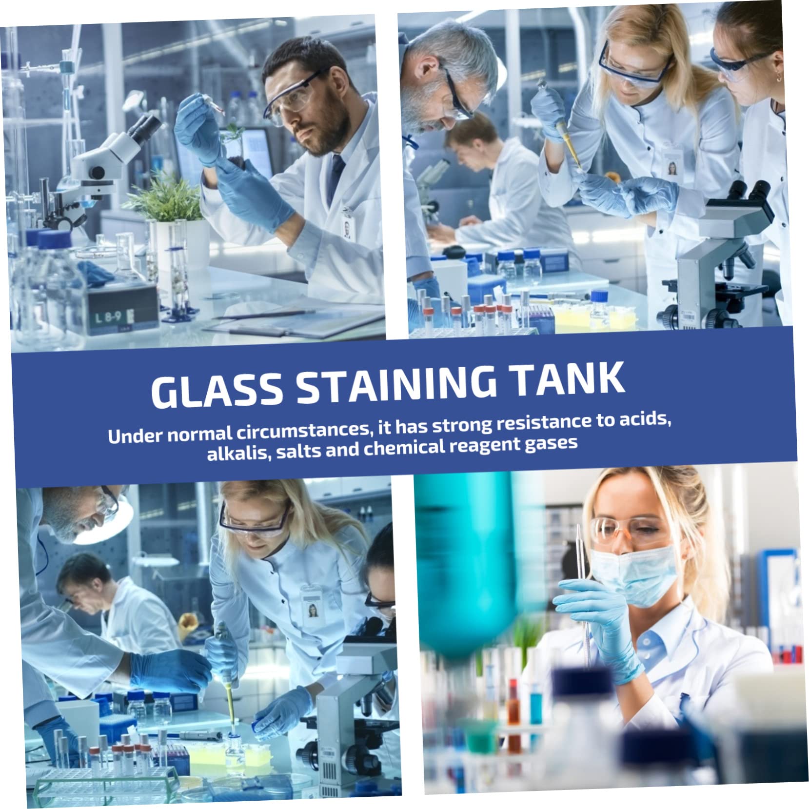 VILLCASE Barattolo Di Colorazione in Vetro Per Laboratorio Capacità 5 Vetrini Coplin Serbatoio Di Colorazione Con Elevata Trasparenza E Stabilità Chimica Per Istologia E Citologia