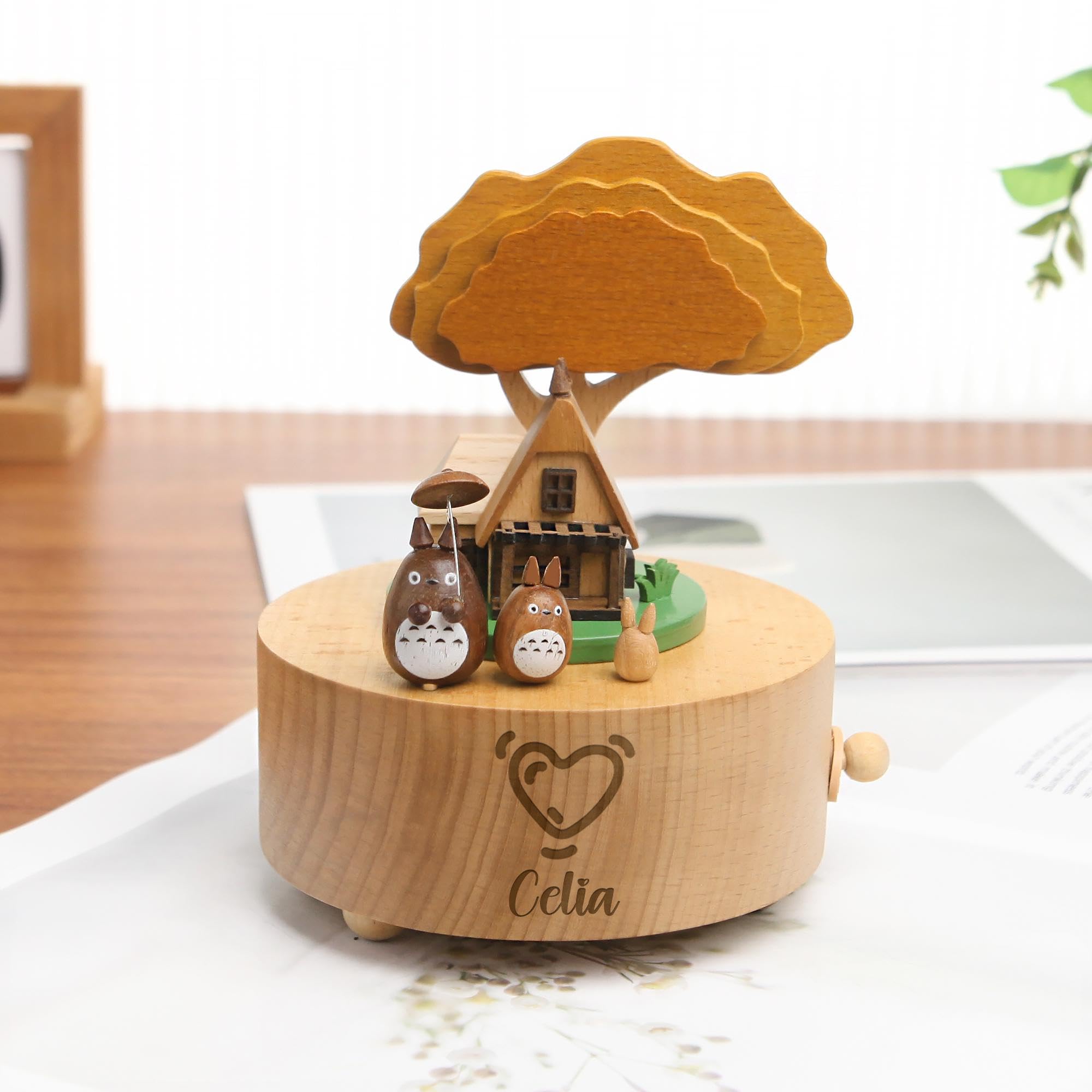 Personalized Wooden Totoro Rotating Music Box – Totoro Home Decor, Anime Music Box, Custom Newborn, Birthday Gift, Baby Shower, Totoro Home Decor, Couple Gift