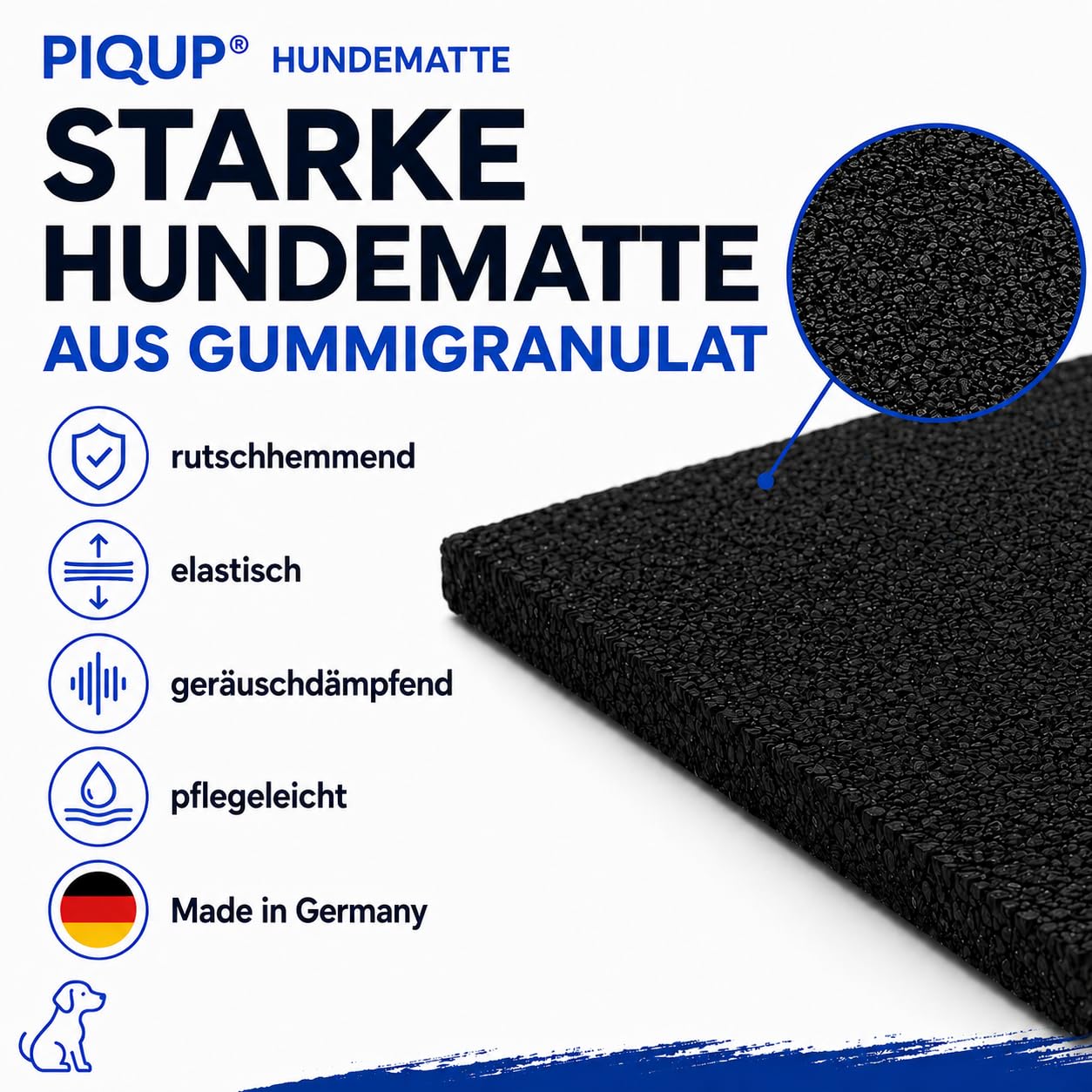 Antirutschmatte aus Gummigranulat 100 × 120 cm, 3 mm – Rutschhemmende Gummimatte zur Ladungssicherung, zuschneidbar, robust und wasserfest, Made in Germany