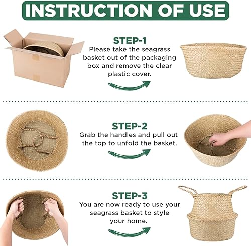 Miniatura 8 de Blueming - Cesta de mimbre para plantas, maceta pequeña de hierba marina mediana de 8 a 9 pulgadas para olivo sintético, planta de serpiente o