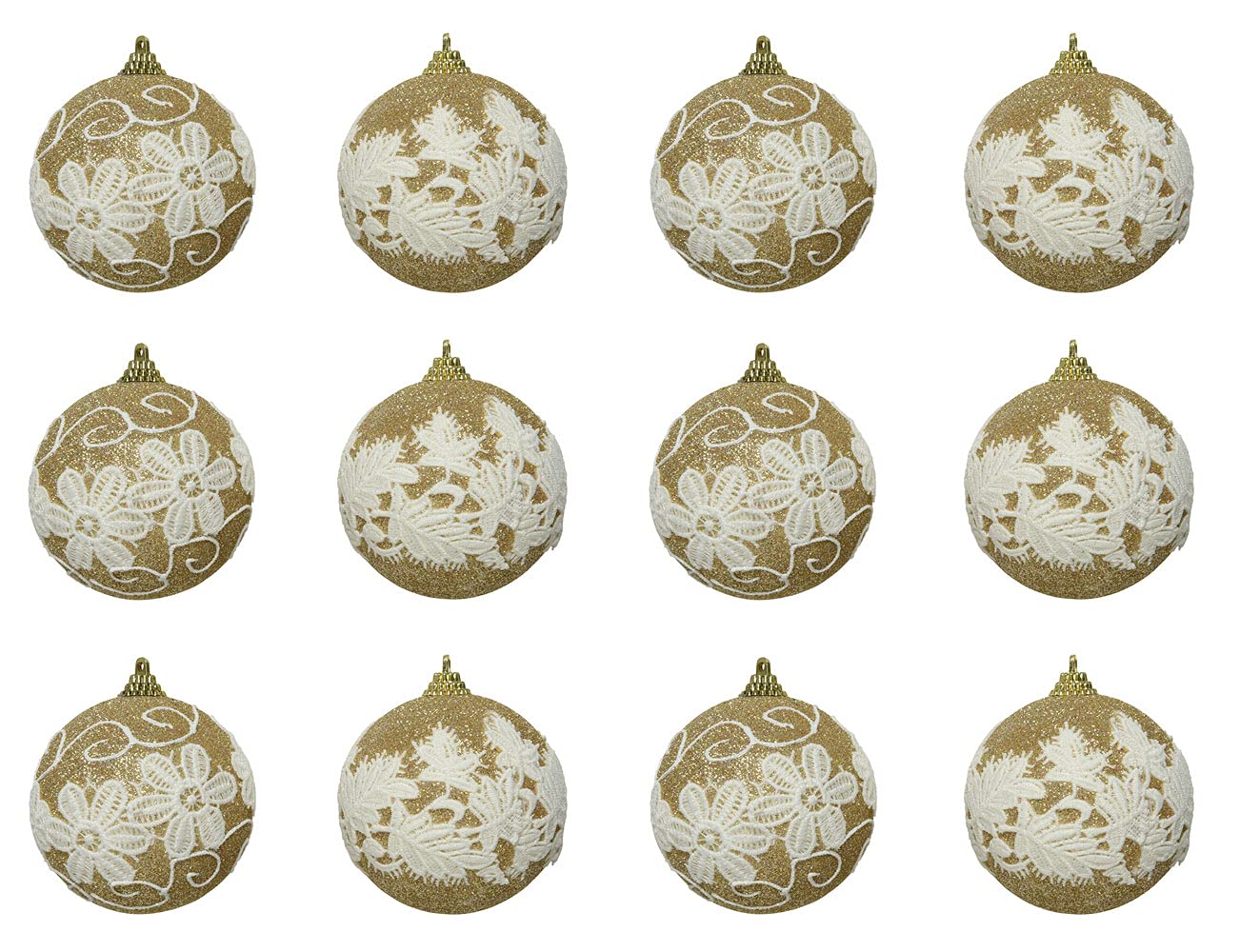 Decoris Bolas de Navidad de plástico, 8 cm x 12 unidades, con punta, natural, color champán dorado
