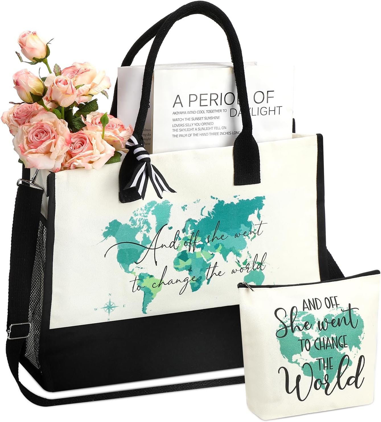 2 Pcs Graduation Gifts for Her 2026 Include Canvas Tote Bag and Make up Bag College Graduation Gifts for Women College High School Class of 2026 Graduate Gift