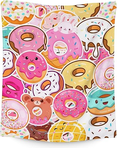 Manta con forma de dona de 40 x 50 pulgadas, bonita manta para niños y adultos, mantas coloridas y suaves para sofá
