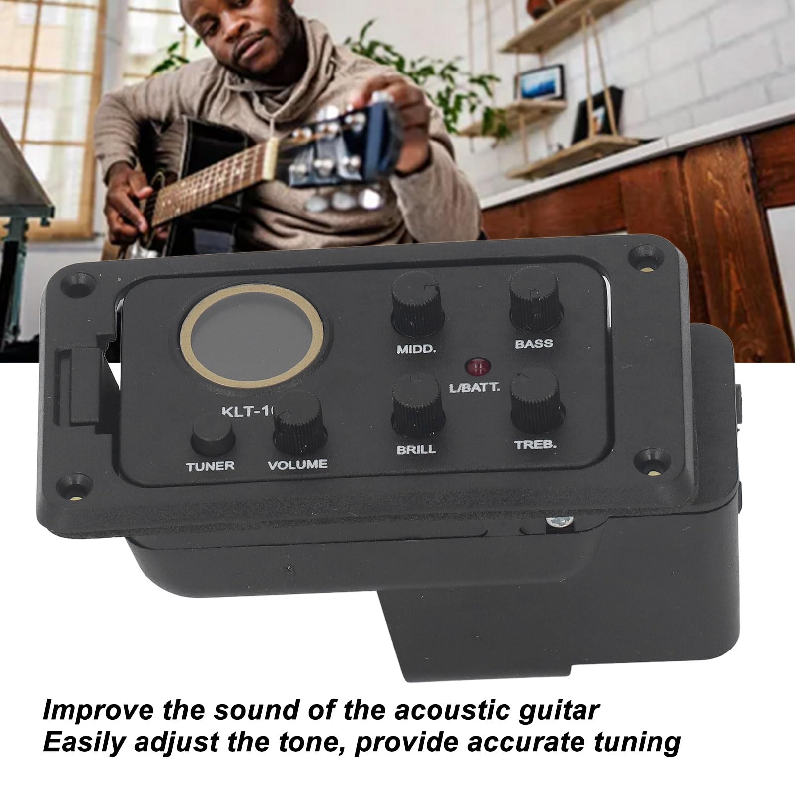 Tonabnehmer für Akustikgitarre 4-Band-EQ-Vorverstärker Equalizer LCD-Tuner Verstärker mit LCD-Display Präzise Klangsteuerung
