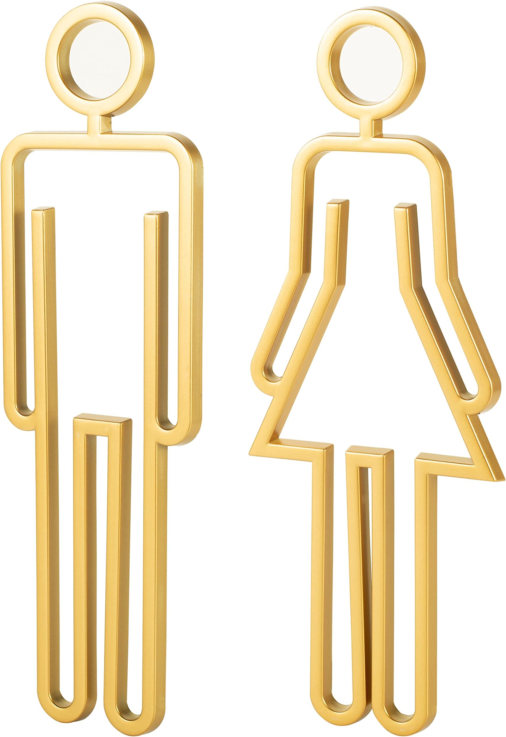 Acrylic Adhesive Backed Men's and Women's Bathroom Sign, Bathroom Door Signs, Restroom Signs for Business,Bathroom Signage (Golden)