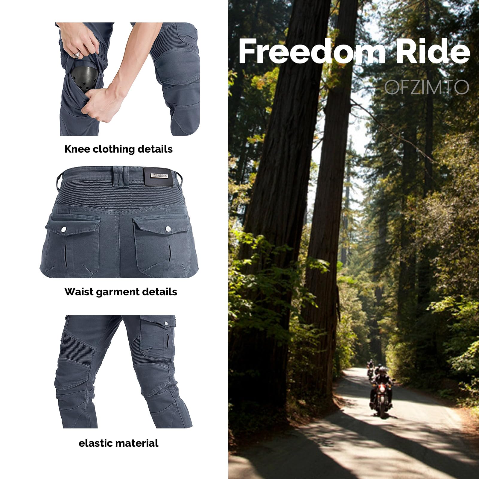 Herren Slim Fit Motorrad Jeans Mit Protektoren Knie Und Hüftprotektoren Stretch Slim Fit Denim Motorradhose Anti-Fall Straight (Black,6XL