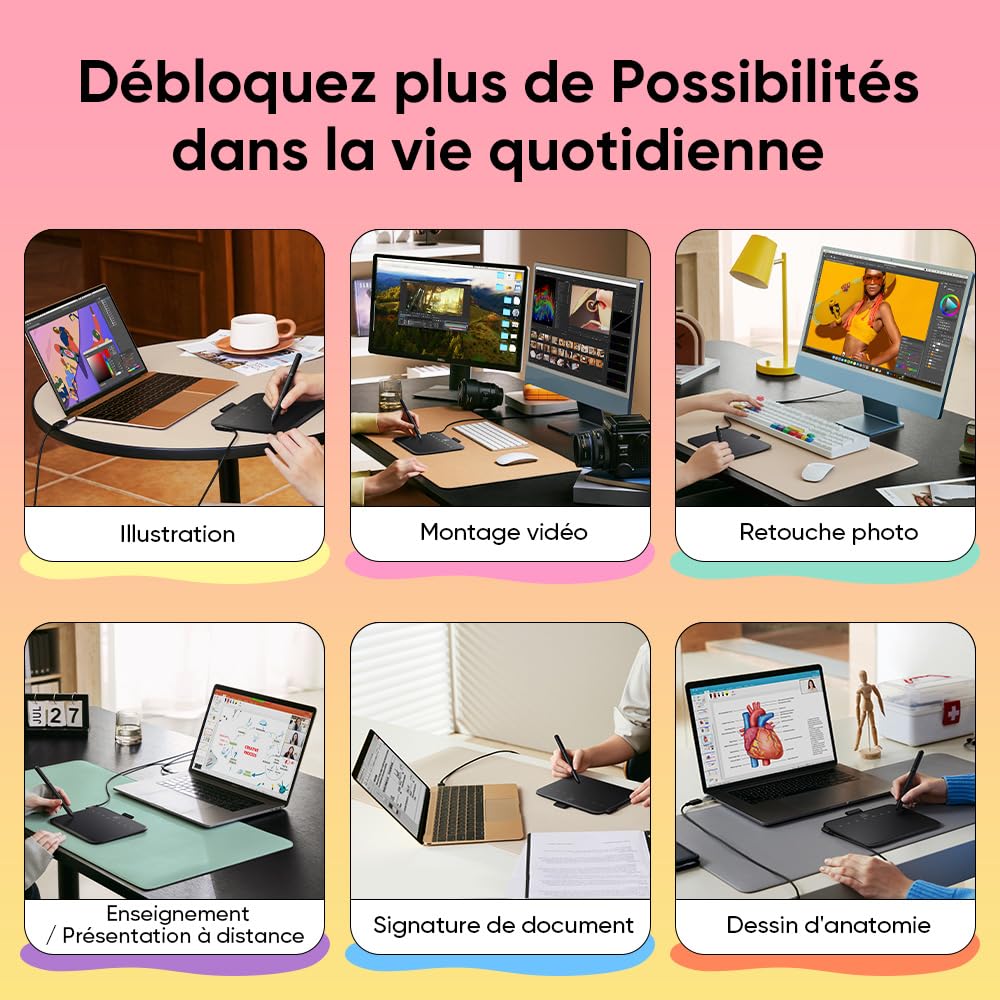 XPPen Deco 640 Tablette Graphique 16K Niveaux de Pression 6x4 Pouces
