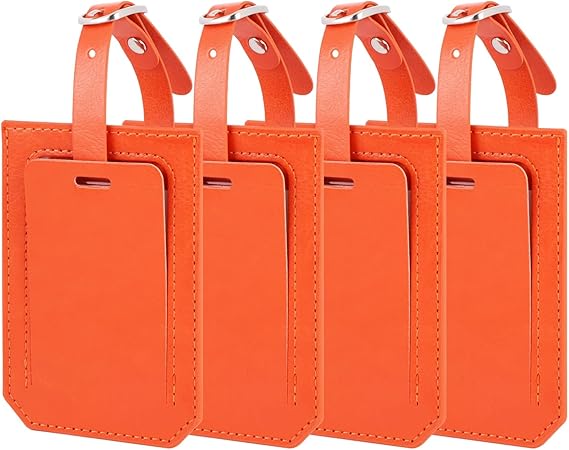 4er Set Kofferanhänger Aus Leder - Mit Adressfeld Für Reisegepäck