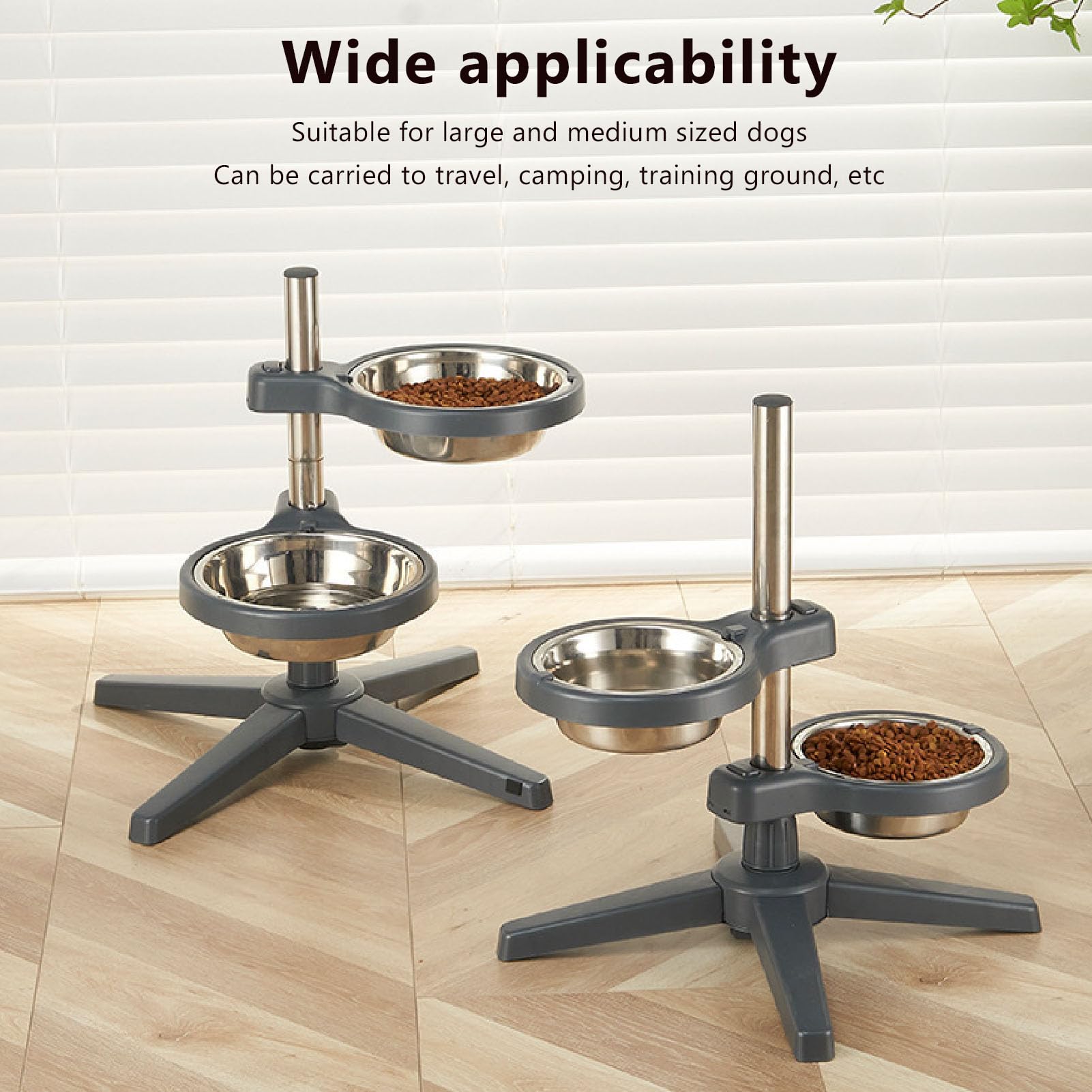 Gamelle Surélevée Réglable pour Chien, Gamelle Surélevée Portable Antirouille en Plastique et Acier Inoxydable pour Chiens de Taille Moyenne pour Les Voyages pour la Maison (Grand)