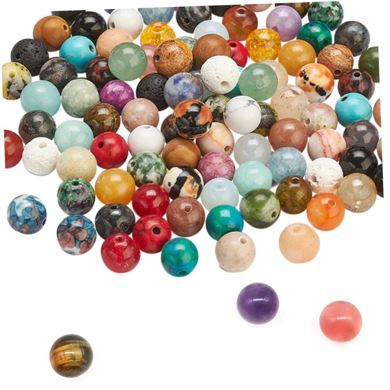 Lurrose 2 Sets Perlen Zur Schmuckherstellung Bügelperlen-set Runde Perlen Charms-perlen Bastelperlen Abstandsperlen 50 Stück * 2