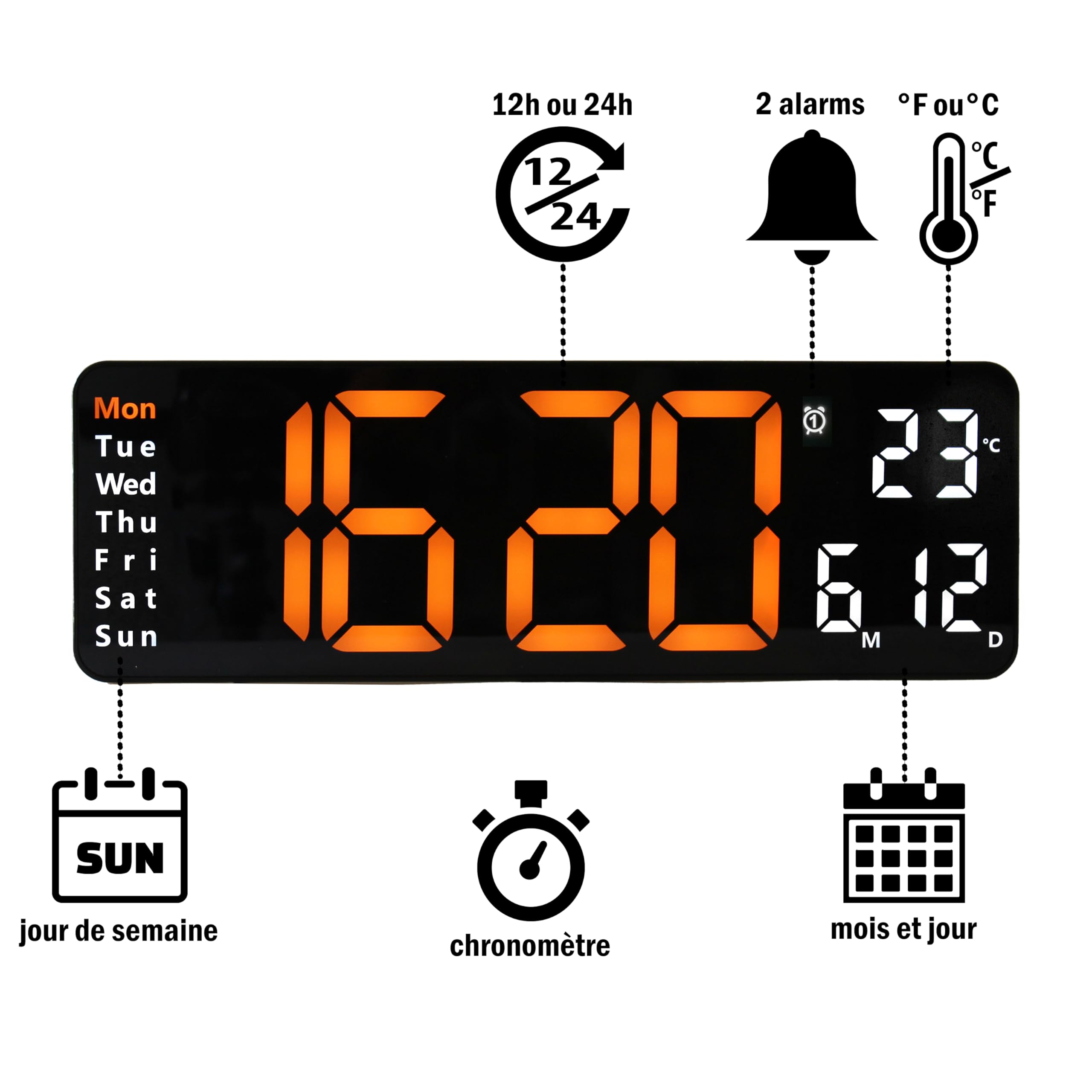 Horloge LED Lumineuse Avec Affichage Des Heures En Lettres