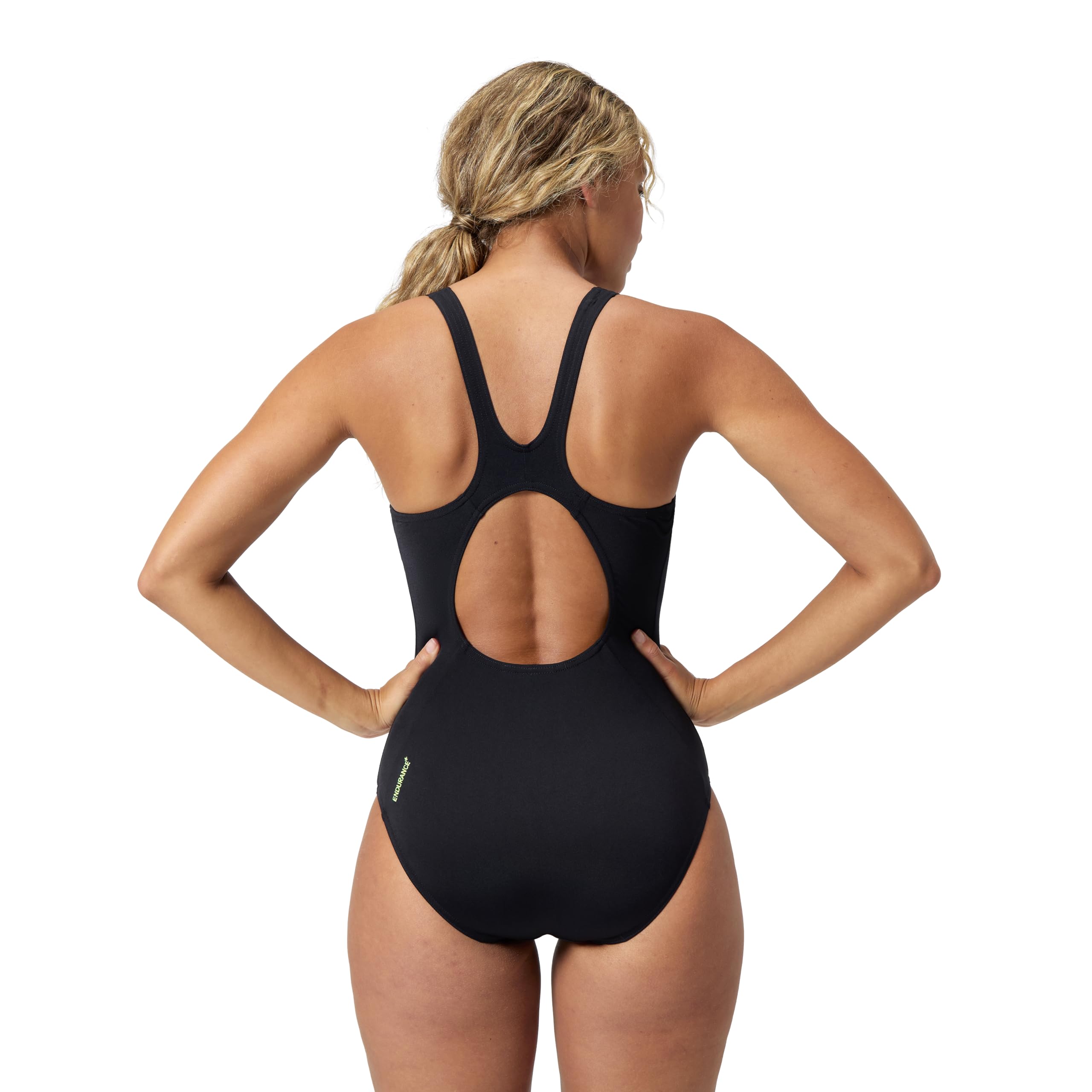 Speedo Damski strój kąpielowy z odkrytymi plecami, kostium kąpielowy hiper żółty