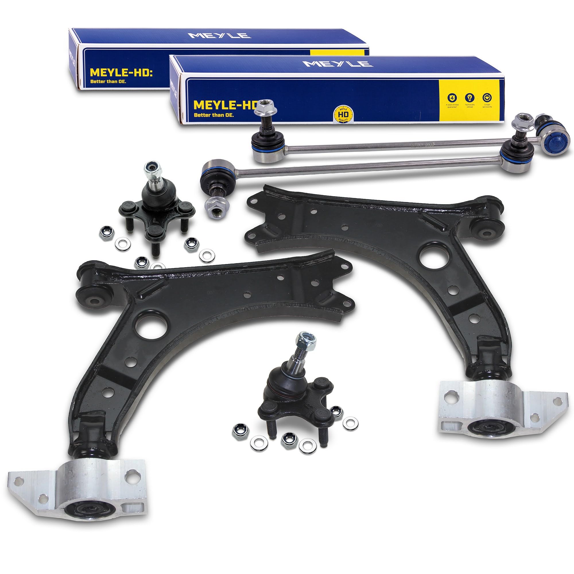 2x Eje delantero inferior izquierdo y derecho con rótula, 2x | Compatible con: Audi A3, A3 Cabriolet, A3 Sportback, Seat Altea, Altea, XL, Leon, Skoda Octavia II, Octavia II Combi