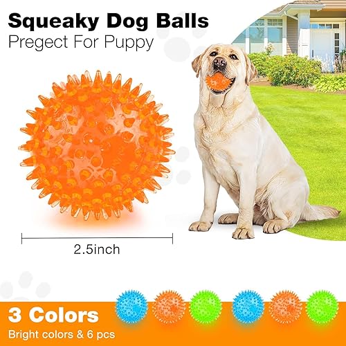 Miniatura 9 de Bolas interactivas para perros de 2.5 pulgadas, bolas chirriantes para perros, juguetes y dentición de cachorros, bolas de juguete masticables para