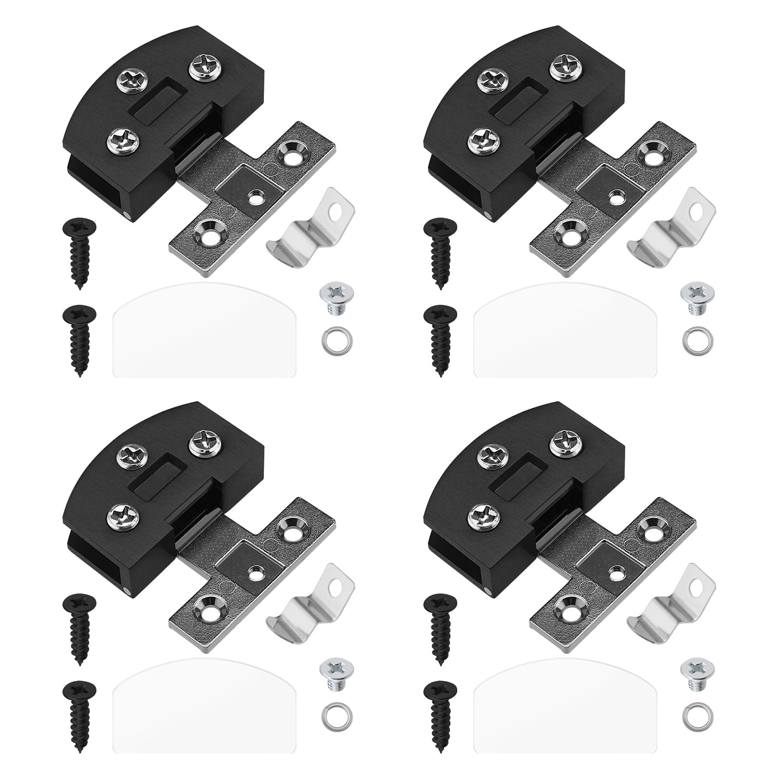 Ecsing Matte Black 4 Glass Hinges Zinc Alloy For Glass Doors & Cabinets Black