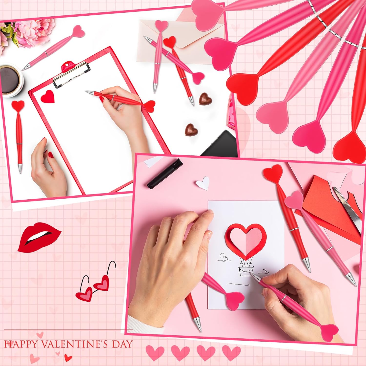 Cholemy 150 Pcs Valentine's Day Heart Shaped Pens Bulk Red Pink Light Pink Heart Ballpoint 1.0 mm Black Ink Retractable Pens Love Be Mine Valentines Gift for Holiday Office Supplies - Image 4