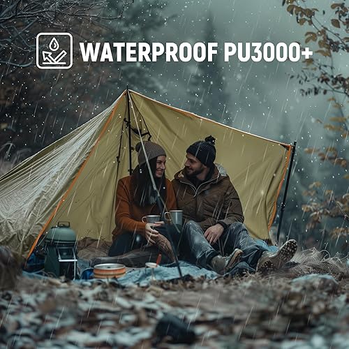 Miniatura 6 de Lona impermeable para acampar de 10 x 10 pies, tienda de campaña de supervivencia, para mochileros, lona portátil, multifuncional, refugio anti-UV