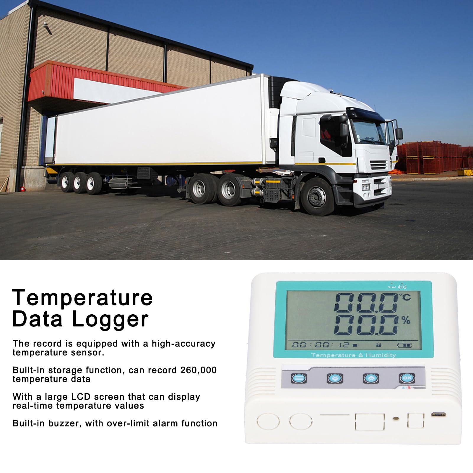 Registrador de datos de temperatura y humedad ZenithAur con precisión de ±0,2 ℃ y ±2% RH, memoria de 260.000 puntos, interfaz USB Registrador de temperatura en tiempo real para