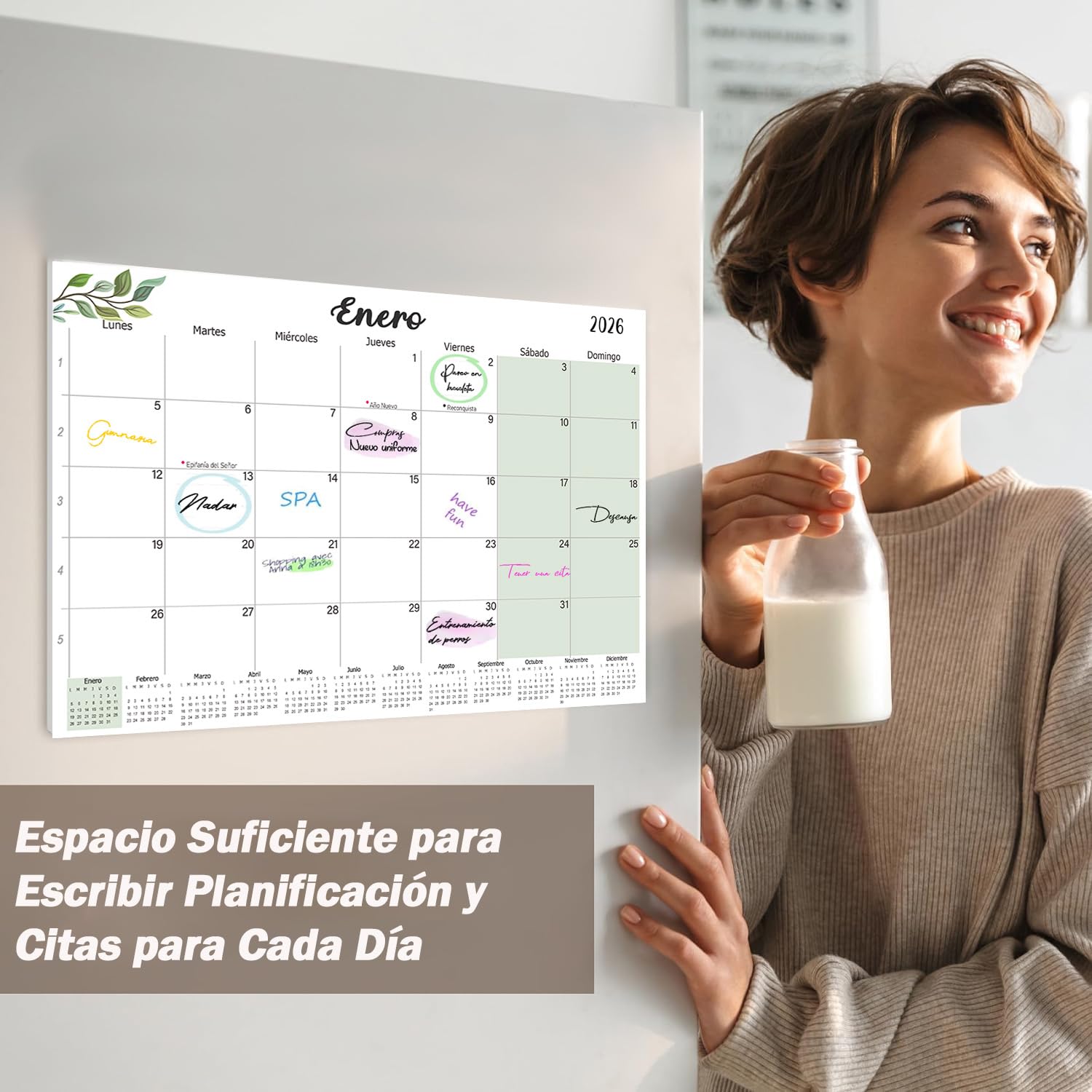Calendario Magnético Nevera 2026 2027 A4, Calendario Imán Nevera Enero 2026 - Junio 2027, Planificador Mensual Familiar, para Casa Oficina Escolar (Español)