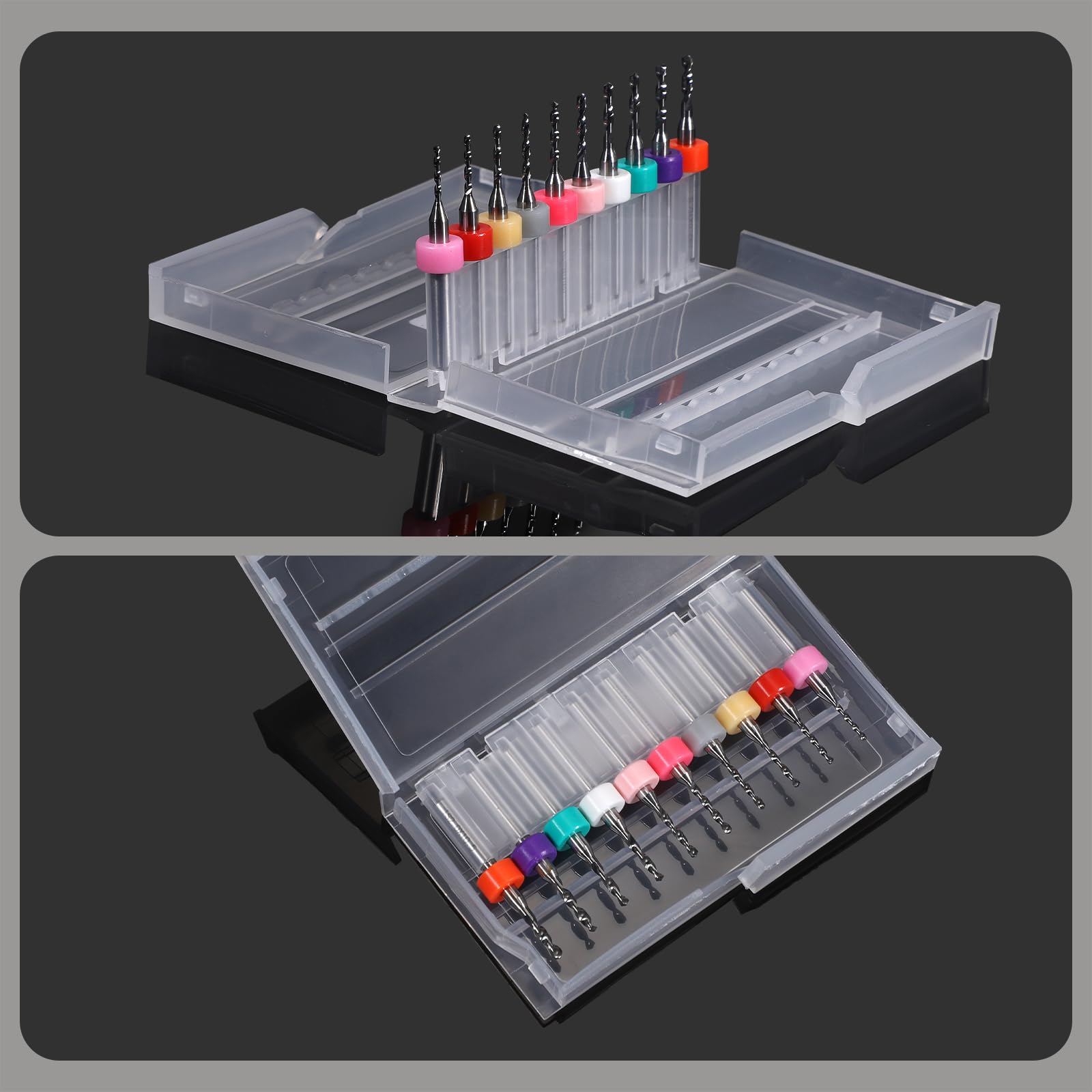 OwnMy Juego de 40 brocas para PCB de 0,1 mm a 3,0 mm, brocas de carburo de flauta en espiral para placa de circuito, mini brocas para grabado CNC de joyería, brocas pequeñas para piedra de metal