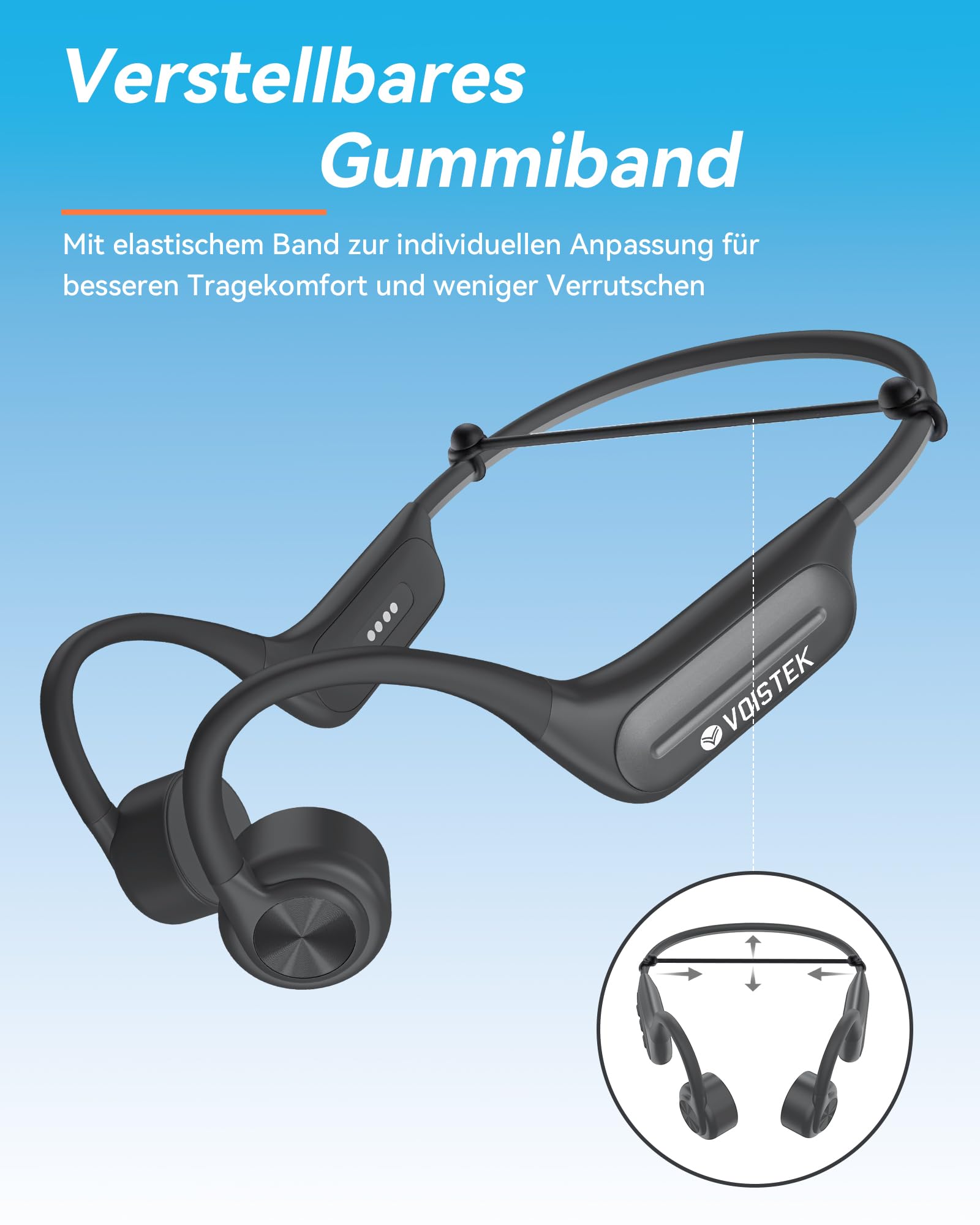 Voistek Knochenschall Bluetooth 6.0 Kopfhörer, IP68 wasserdicht, mit MP3-Player 32GB Speicher, Unterwasser kabellos, Open-Ear-Design für Schwimmen, Laufen, Fahrrad & Surfen (Grey)