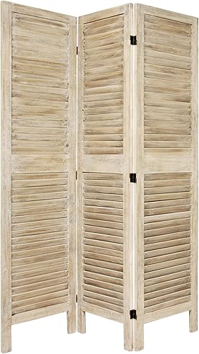 Miniatura 5 de Red Lantern Divisor veneciano clásico de 5 12 pies de alto, color blanco quemado, 4 paneles