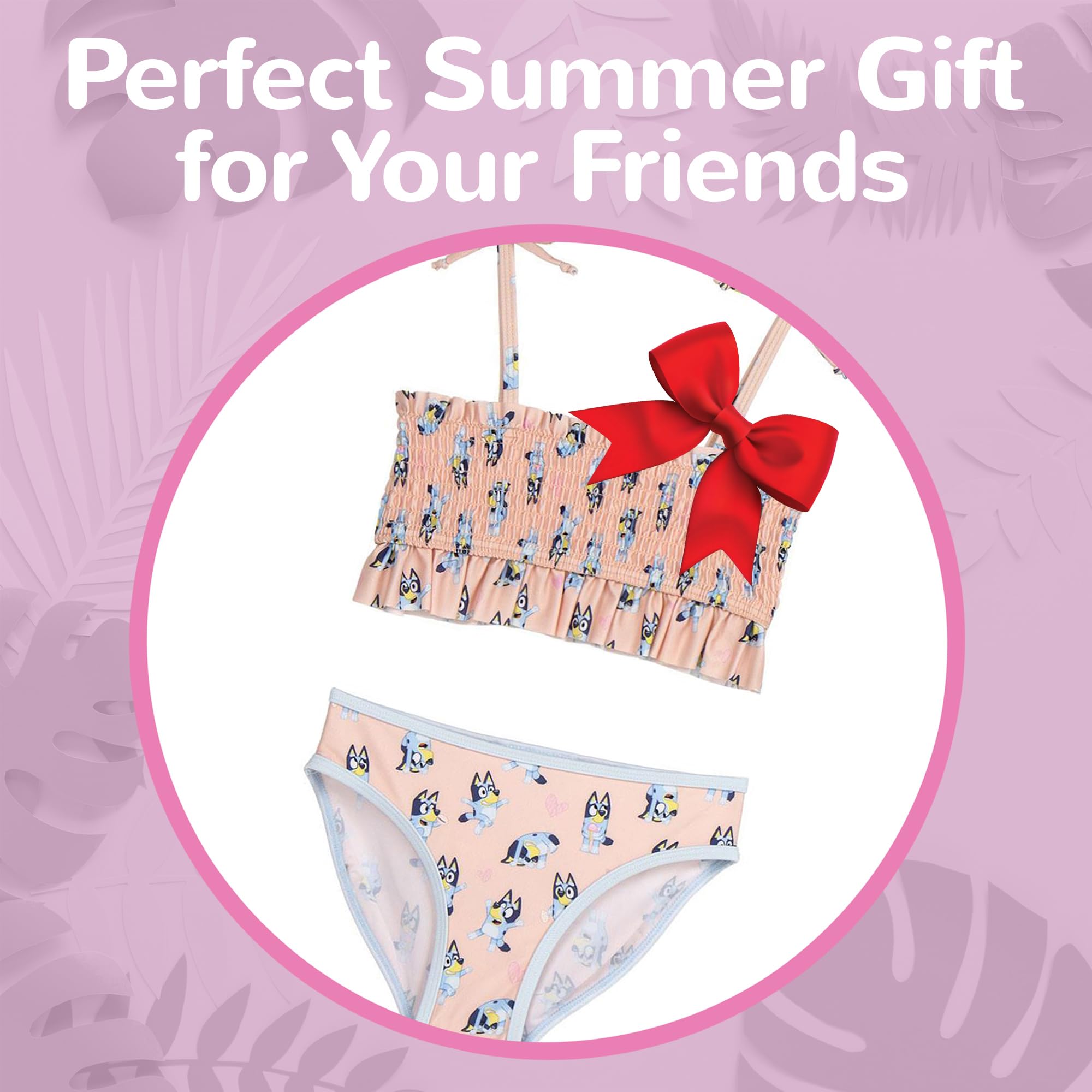 Bluey Maillot de Bain 2 Pièces pour Fille – Bikini Enfant Rose à Bretelles Réglables, Léger et Séchage Rapide – Piscine, Plage et Vacances