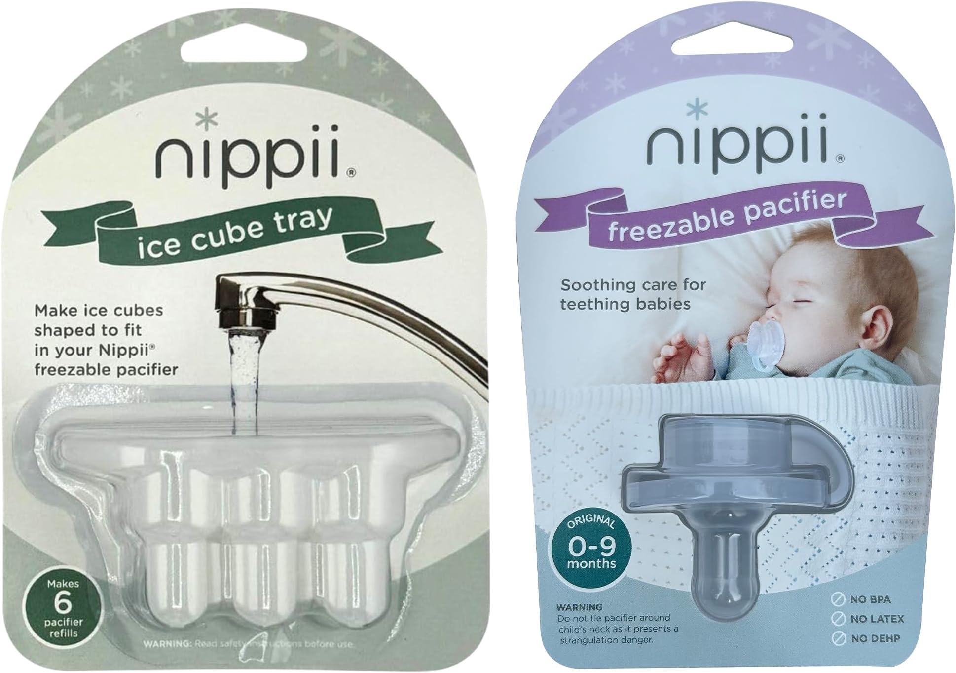 Freezer Teether Pacifier & Ice Cube Tray - Soft Silicone Freezable Teething Paci for Baby Teething Relief - Cold Teething Toy for 0-9 Months - BPA Free, Medical Grade & Easy to Clean