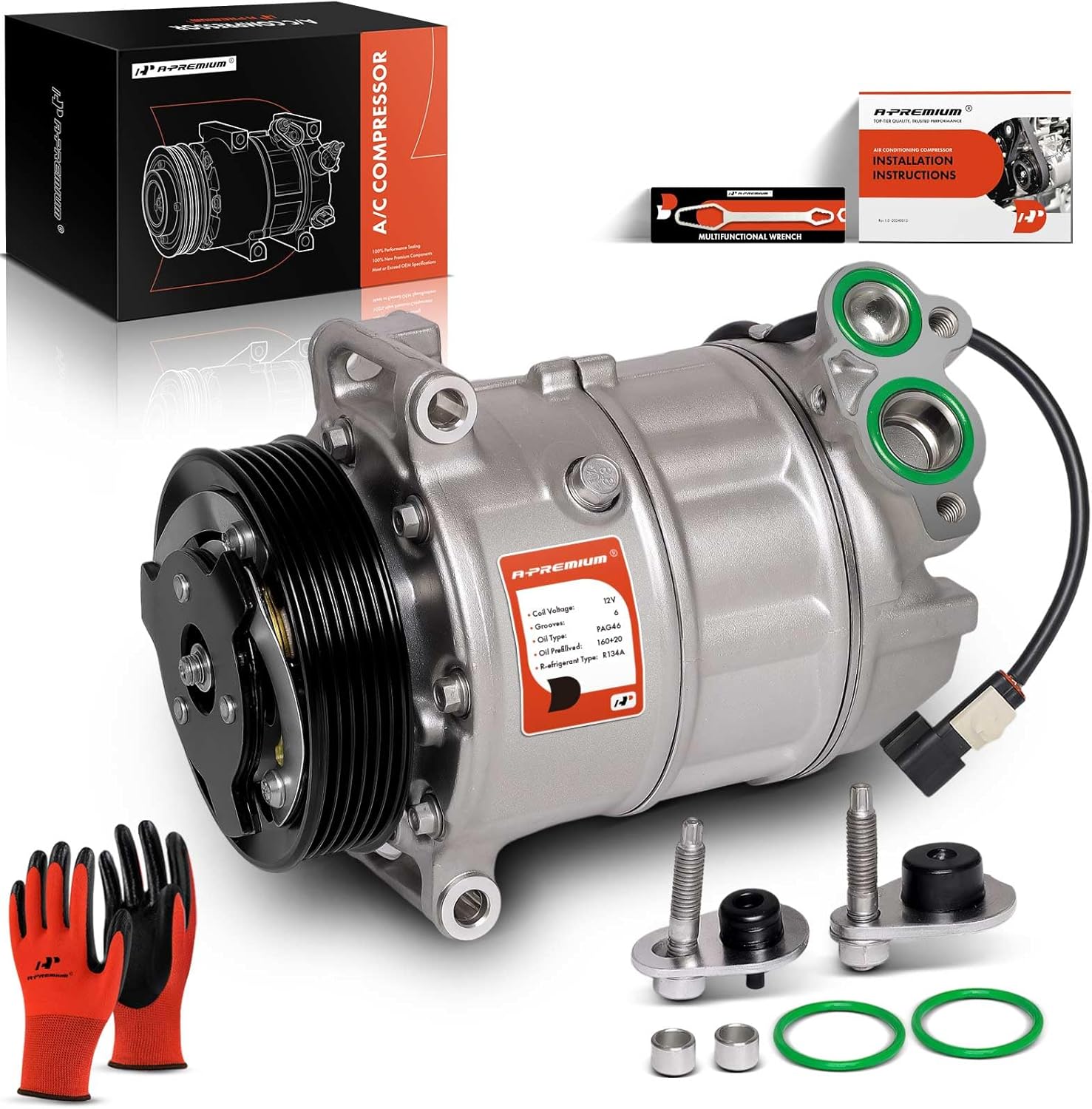 A-Premium Air Conditioner AC Compressor with Clutch Compatible with Land Rover Range Rover 2010-2012, LR4 2010-2013, Range Rover Sport & Jaguar XF, XJ, XK, XFR, XJR, XKR, XKR-S