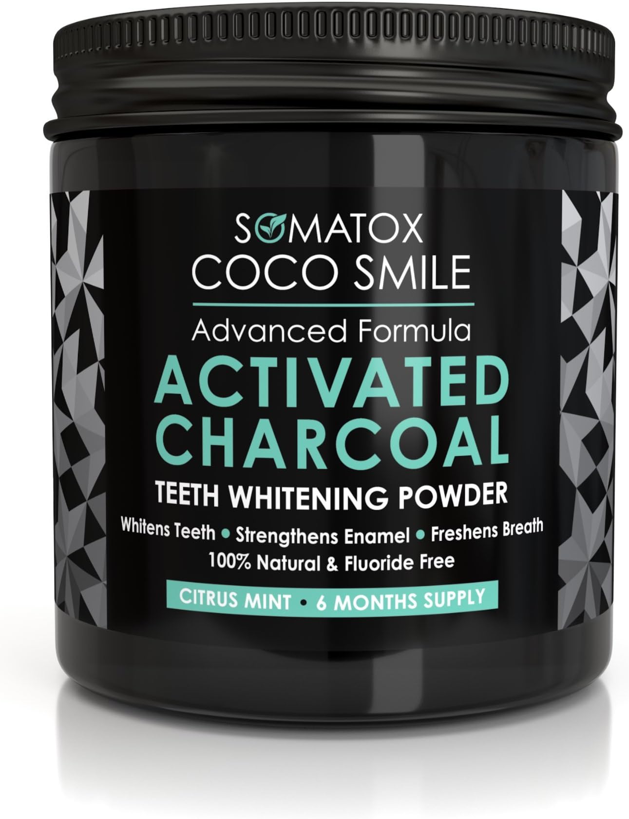 SOMATOX Coco Smile - Premium Grade Activated Charcoal - Teeth Whitening Powder - 90g (6 Months Supply) | Citrus Mint Flavour • Better Than Strips and Gel Product of UK