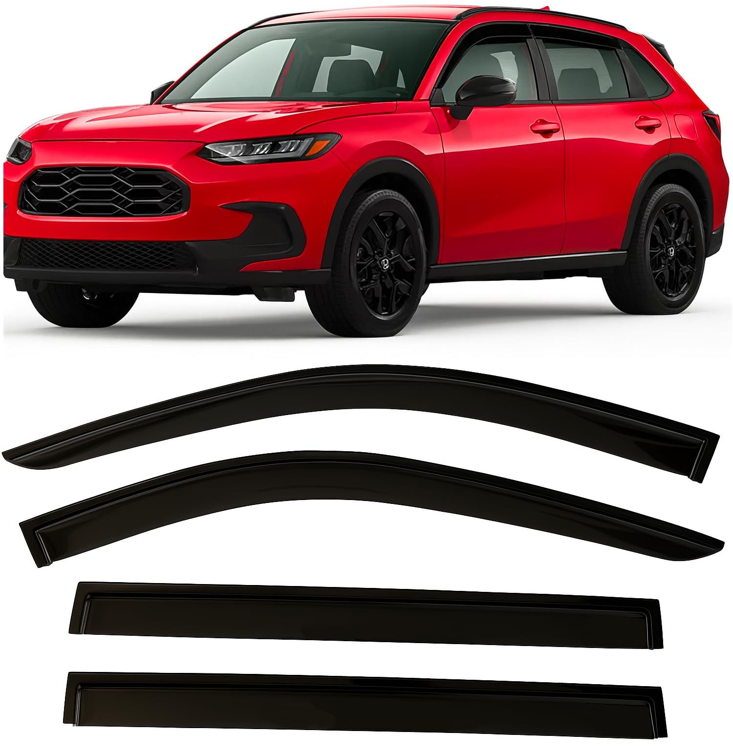 2023-2026 Tape-On Rain Guards for Honda HR-V Side Window Visor Deflectors LX EX-L Sport Smoke Tinted HRV Vent Shade Protectors 2024 2025