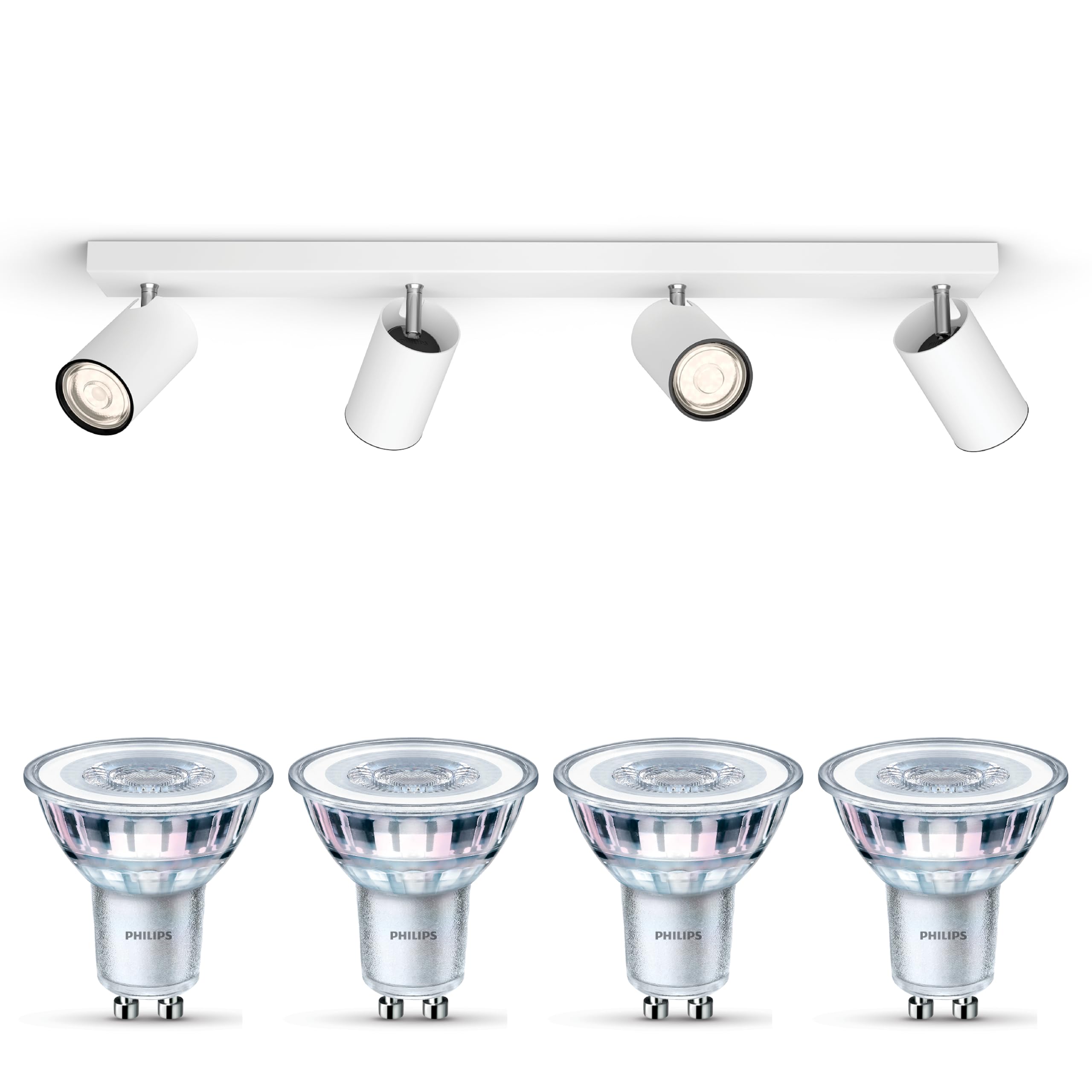 Philips Kosipo Faretto (Bianco) - 4 luci - Non dimmerabile | Faretto da soffitto - GU10 - Bianco caldo