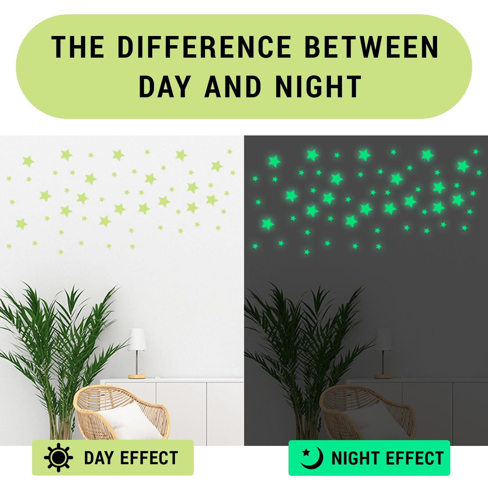 2 tabletas adhesivos luminosos para niños habitación,estrellas luminosas,Pegatinas fluorescentes,Estrellas Fluorescentes,para techo pared, brillante Decoración Dormitorio infantil