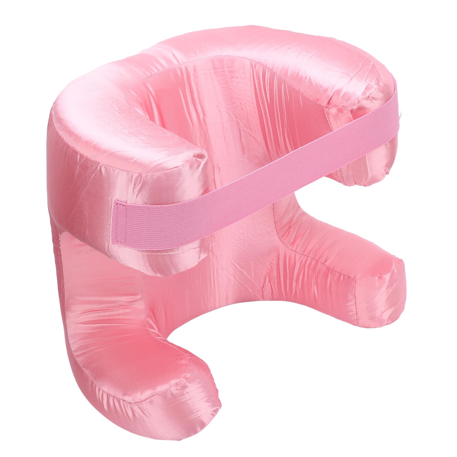 JAOCDOEN Face Pillow Silk Fabric Memory Foam Soft Cushioning Ergonomic Beauty Pillow for Back Sleep (Pink)