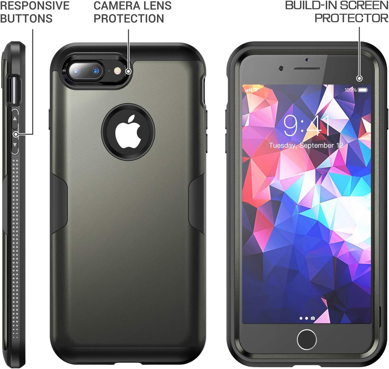 Exсluѕіvе Dіѕсоunt 50% Prісе YOUMAKER Designed for iPhone 8 Plus Case & iPhone 7 Plus Case, Full Body Rugged with Built-in Screen Protector Heavy Duty Protection Slim Fit Shockproof Cover for iPhone 8 Plus 5.5 Inch - Gun